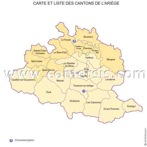 carte, cantons, ariege